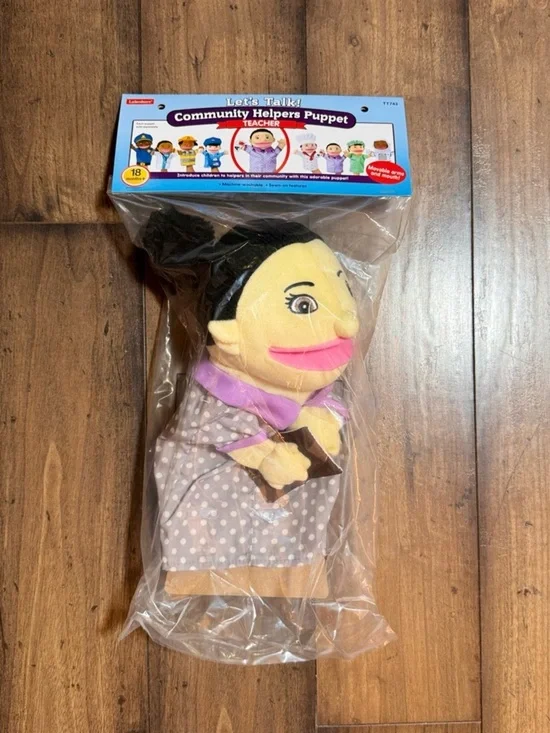 Lakeshore Community Helpers Teacher Puppet New Sealed Plush Hand Puppet