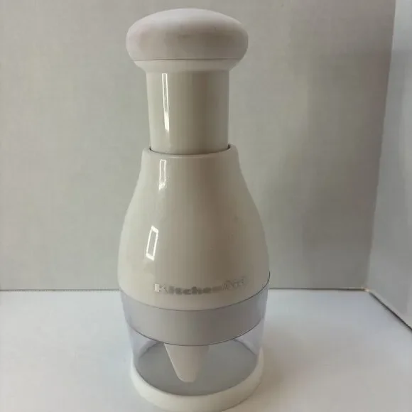KitchenAid White Manual Hand Food Chopper with Rubber Handle