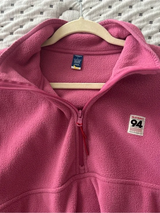 Old Navy Bright Pink Quarter-Zip Fleece Pullover