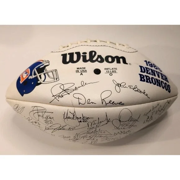 1988 Denver Broncos Team Signed Wilson NFL Football John Elway Auto‎ 30+ Sigs