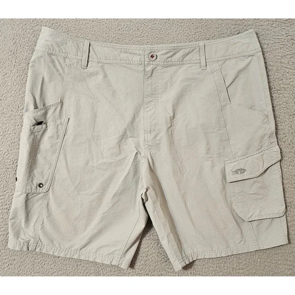 AFTCO Boardshorts Men's 42‎ x 10 Gray Fishing Pockets Stretch Outdoor Nylon Pool