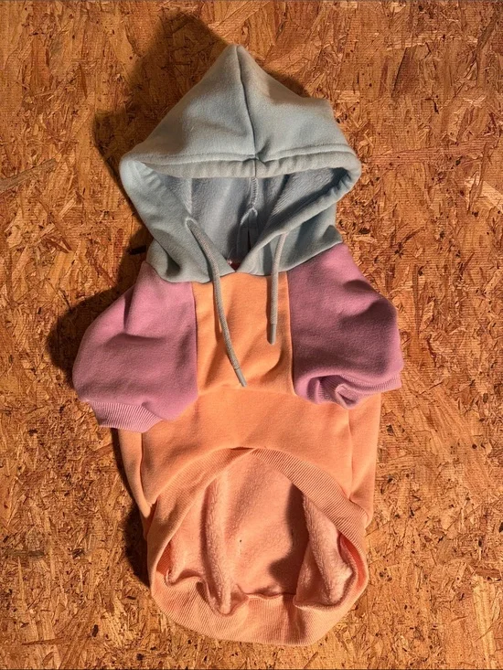 SPARKPAWS Pastel Colorblock Dog Pup Pullover Hoodie - Peach, Lilac & Light Blue