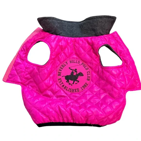Beverly Hills Polo Club Dog Vest Small Pink Quilted Fleece Puffer Jacket Preppy