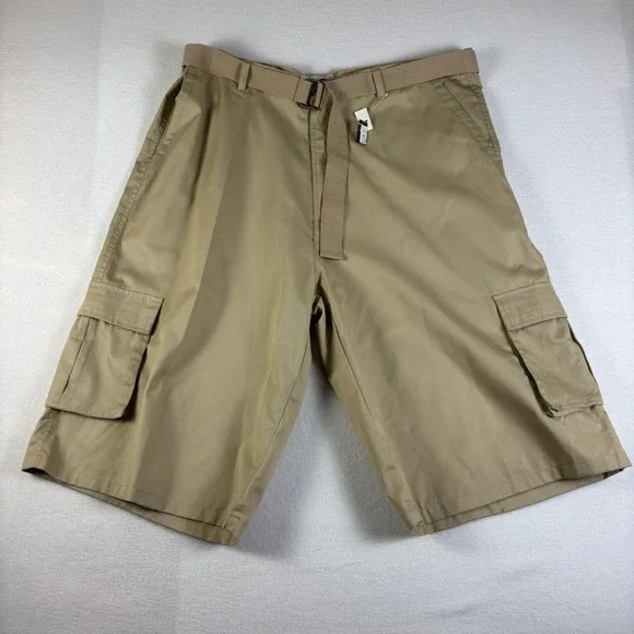 Brooklyn Xpress Mens Cargo Shorts Khaki‎ Tan Size 44 With Belt Relaxed Fit