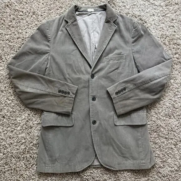 J. Crew Grey Corduroy Sport Blazer Suit Jacket 100% Cotton Men’s Size M / 40R