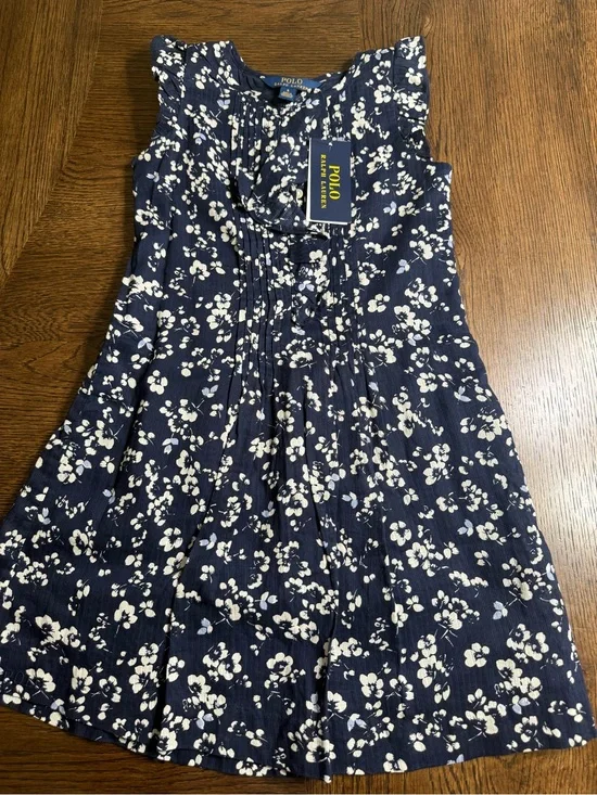 NWT Polo Ralph Lauren Navy Blue Floral Sundress Girls size 6T