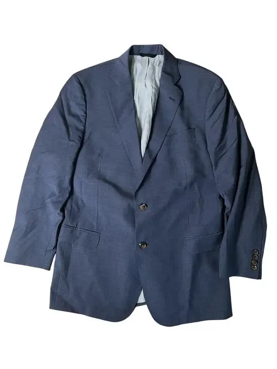 Blazer Mens 44 Blue Wool-Blend Flap Pocket Two-Button Notch Lapel Made In Egypt