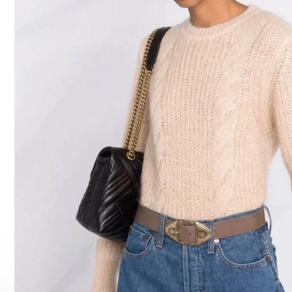 Sandro Mohair Cable Knit Sweater Pullover Jumper Medium