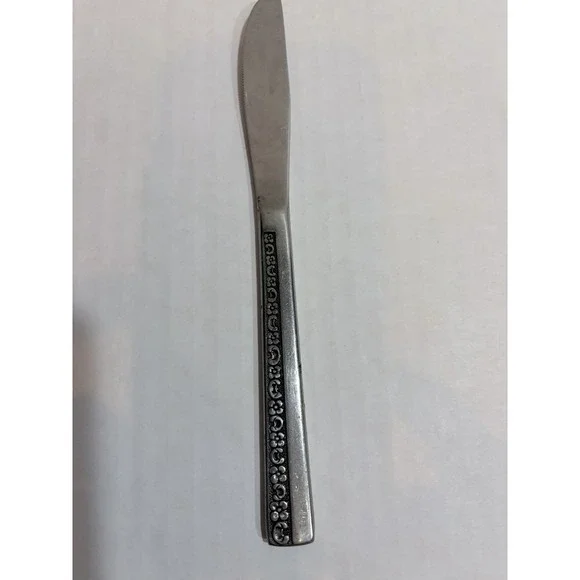 Stainless Steel Dinner Knife Floral Handle Silver Marked Stainless Japan