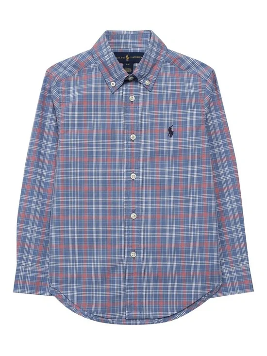 Ralph Lauren Blue and Pink Plaid Cotton Button-Down Shirt
