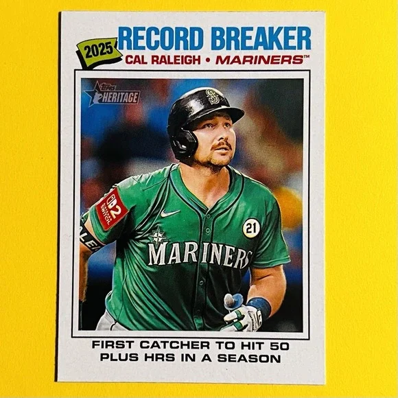 2026‎ Topps Heritage Record Breaker Cal Raleigh #231 Mariners Insert