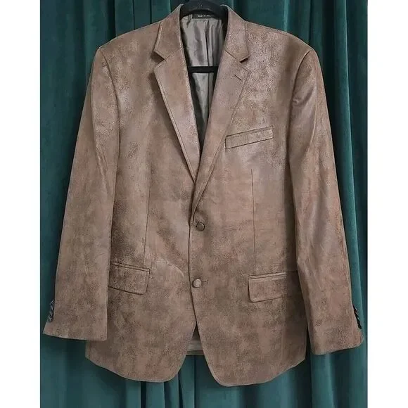 Michael‎ Kors Men's Distressed Faux Leather Blazer Jacket  Size 42R