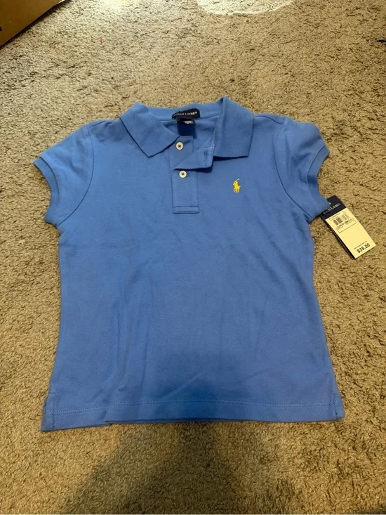 Ralph Lauren Girls' Bright Blue Polo with Yellow Pony