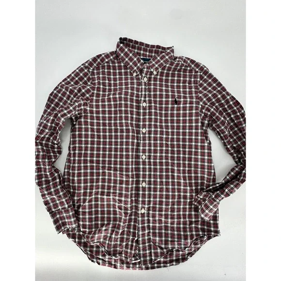 Ralph Lauren Kids Plaid Button Down Shirt Long Sleeve Size L‎ 14 16