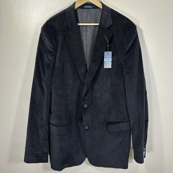 Stafford Mens 48L‎ Classic Fit Black Corduroy Sport Coat Blazer Jacket NEW