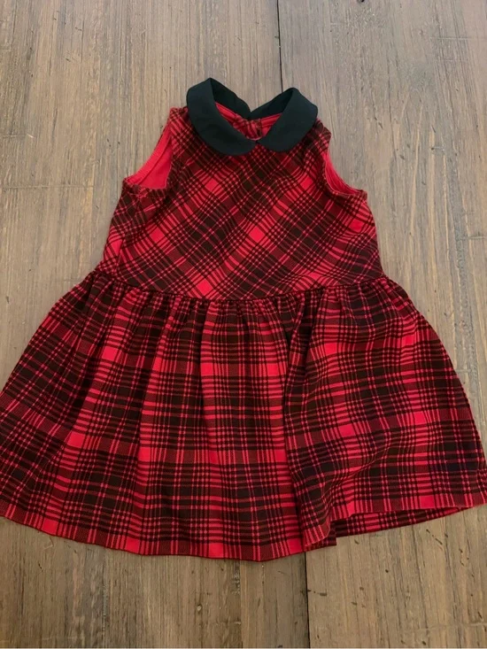 Ralph Lauren Toddler Red and Black Plaid Peter Pan Collar Dress