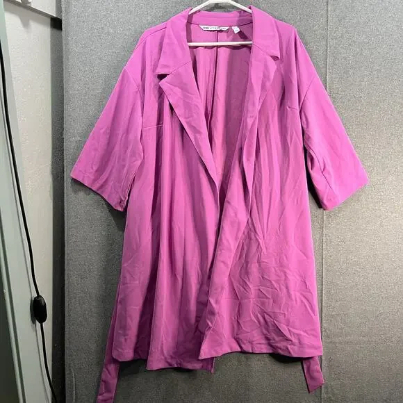 Girl With Curves Petite 3/4Sleeve Wrap Coat with Tie Wa Radiant Orchid Petite 1X