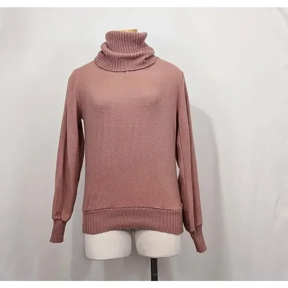 Vintage 80s Gap Sweater Mauve Pink Cowl Neck Turtleneck Women's Size S