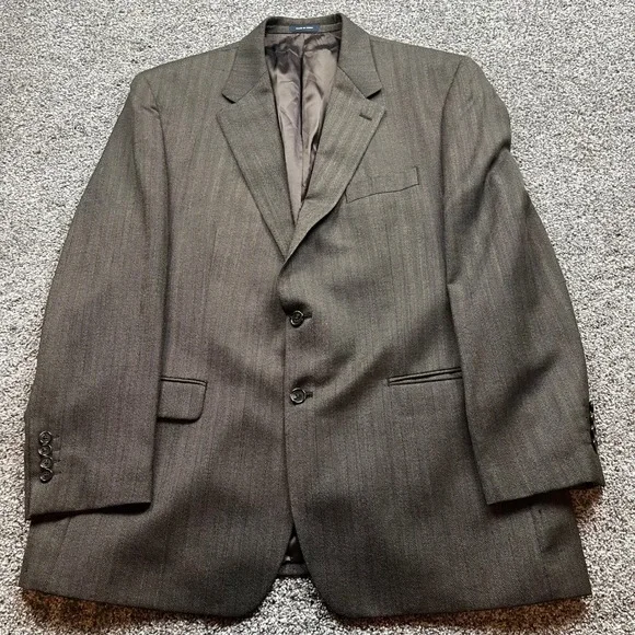 Ralph Lauren Blazer Mens 46R Brown Herringbone Wool Sport Coat suit coat classic