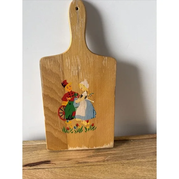 Vintage Prim Wooden Handled Rectangular Cutting Board Country Farmhouse 15