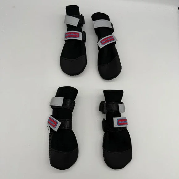 Bark Brite All Weather Neoprene Dog Boots Black Size Medium Set‎ of 4 Reflective