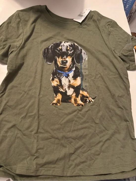 Olive Green Dachshund Graphic Dog T-Shirt - Brand: Zoe + Liv Adult medium