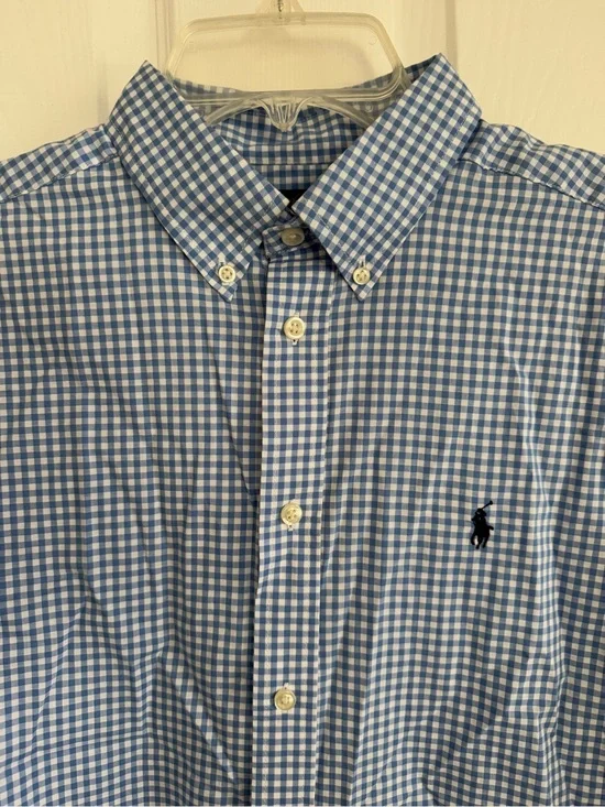 Ralph Lauren Light Blue & White Gingham Button-Down Shirt