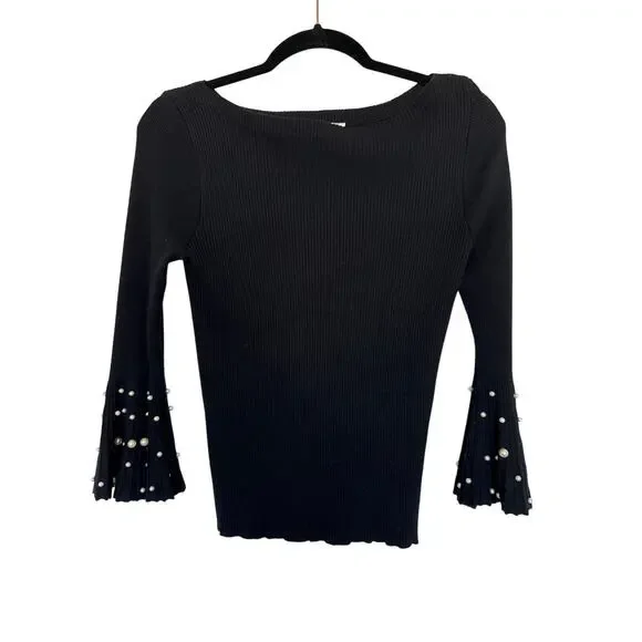 Boston Proper Pearl Bell Sleeve Sweater, S