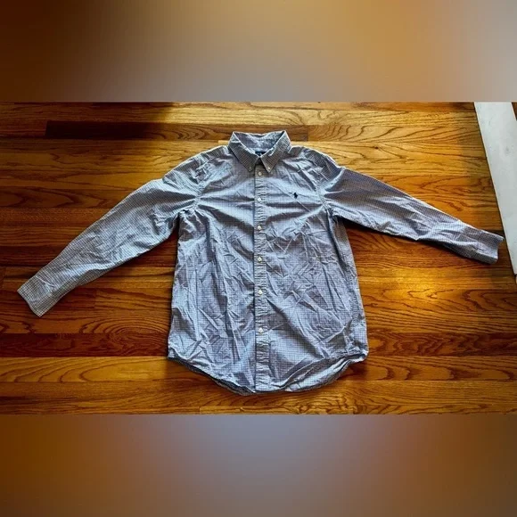 Ralph Lauren Boys Blue Plaid Button-Down Shirt - XL (18-20)