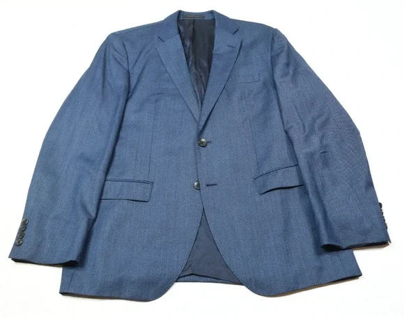 Hugo Boss Blazer Mens 42R Blue Wool Super 130s Guabello Two-Button Slim Fit