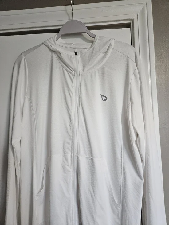 Baleaf White Women's Zip Swim Coverup with Hood