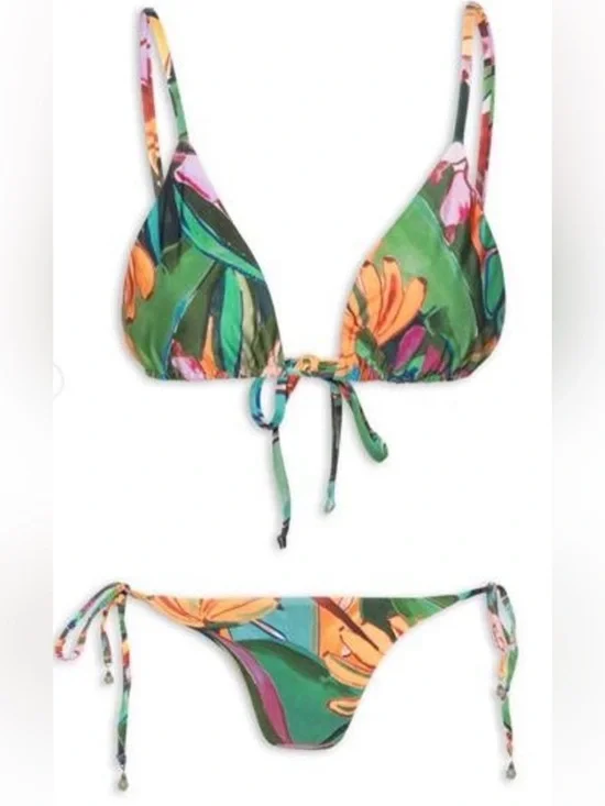 NWT FARM RIO FOLIAGE PRINT TIE SIDE BIKINI SIZE MEDIUM BRAZIL $259