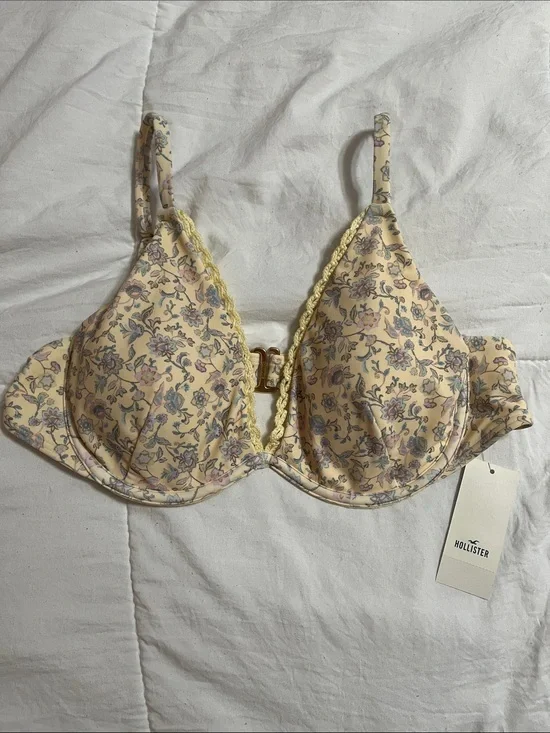 Hollister Yellow Floral Lace-Trim Padded Bra