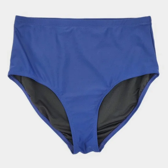 Halcurt‎ High Waisted Swim Bottoms Royal Blue Bikini Briefs Large Lined Stretch