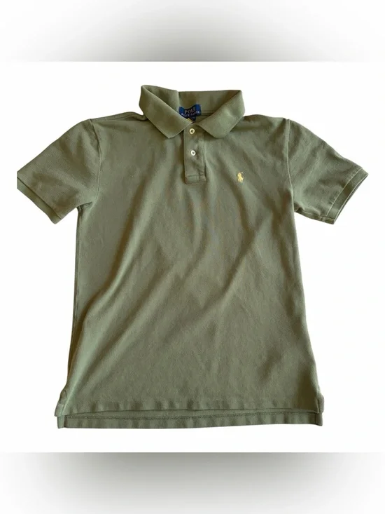 Polo Ralph Lauren Classic Polo Shirt Boys Size Large 14/16 Olive Green Textured