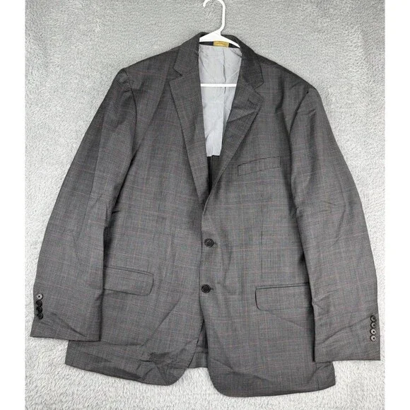 Brooks Brothers Mens 46R Classic Fit Blazer Grey Red Glen Plaid Wool Jacket 46 R