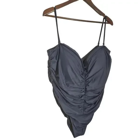 J. Crew Swim Ruched Sweetheart One Piece Navy Size 24‎