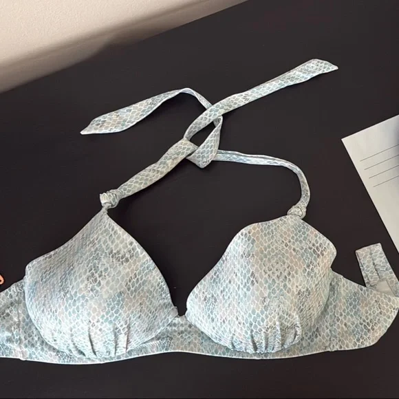 Target Blue and White Bikini Top -38DD