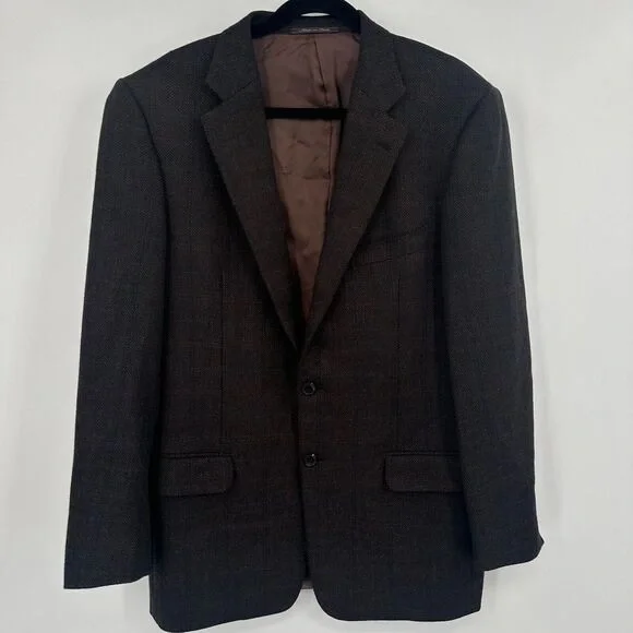 Men's Dark Brown Wool-Blend Blazer - Classic Two-Button Suit Jacket
