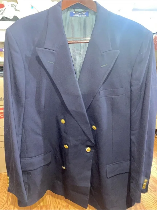 Brooks Brothers Navy Double-Breasted Blazer with Gold Buttons