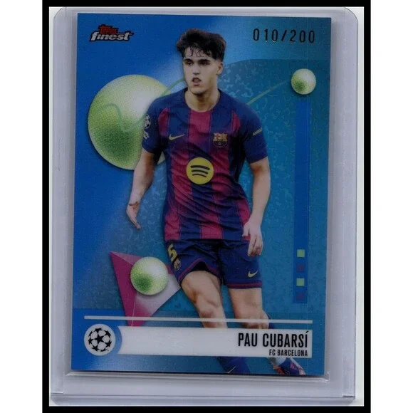2025-26 Finest UEFA Pau Cubarsí #180 FC Barcelona Blue Refractor #/200