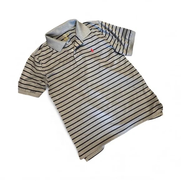Ralph Lauren youth size LG(14/16) Black and Gray Striped Polo
