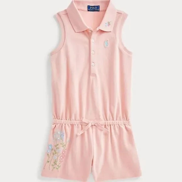 Ralph Lauren | Floral Cotton Mesh Polo Romper