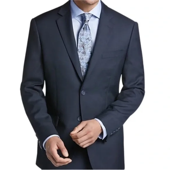 Pronto Uomo Platinum navy blue wool double button blazer jacket size 40 regular