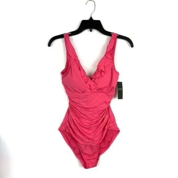 Lauren Ralph Lauren Women’s Pink Underwire One Piece Swimsuit Size 8
