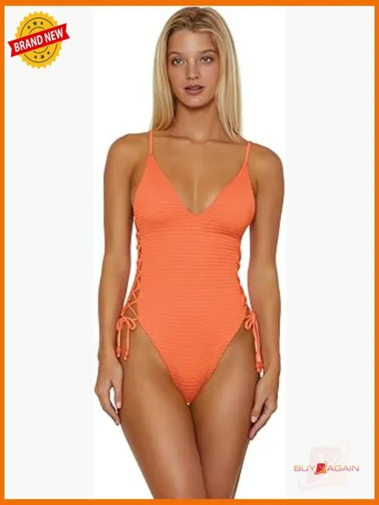 One Piece Swimsuit Adjustable Lace Up High Leg Racerback Swimsuit