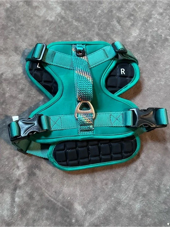Neoprene Padded Dog Harness Medium Dark Green Teal Adjustable No Pull Reflective