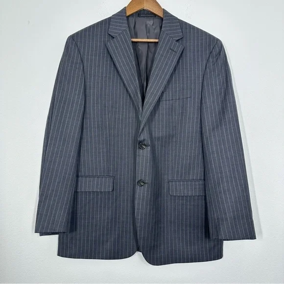 Lauren Ralph Lauren Size 40 Short Grey Pinstripe Wool Suit‎ Jacket