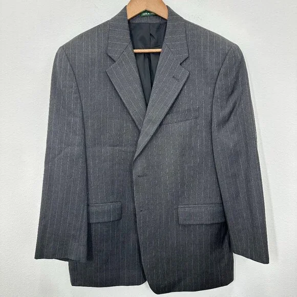 Lauren Ralph Lauren Grey Striped Sport‎ Coat Blazer Jacket Size 40S Career