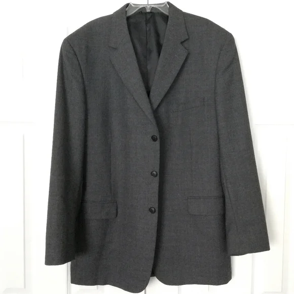 Bachrach Charcoal Gray Wool Sport Coat Size 46 Long